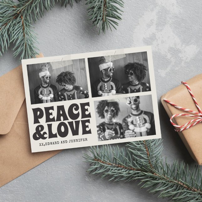 B&W Funky Groovy Merry Xmas Foto Weihnachten Karte (Von Creator hochgeladen)