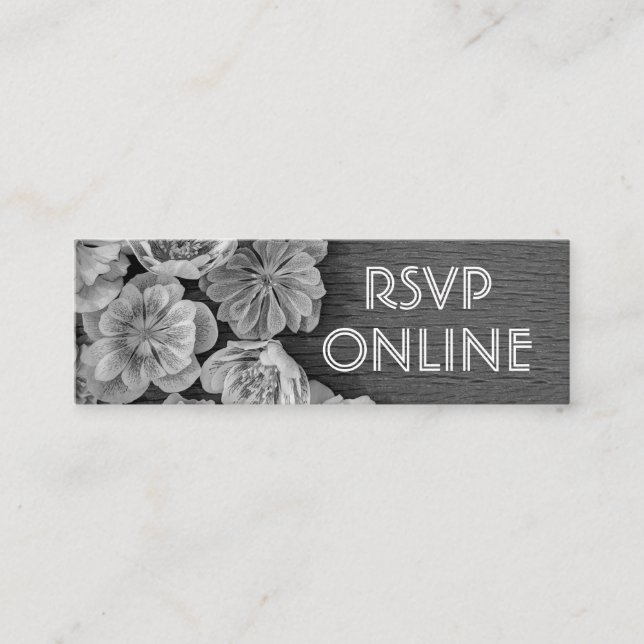 B & W Garden Hellebore Mini Web RSVP Card Visitenkarte (Vorderseite)