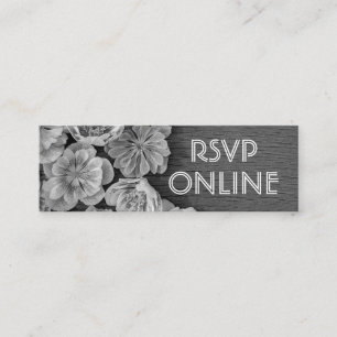 B & W Garden Hellebore Mini-Web-RSVP-Karte Mini Visitenkarte