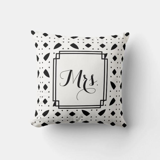 B&W gemusterte "Frau" Hochzeitthrow-Kissen Kissen (Vorderseite)