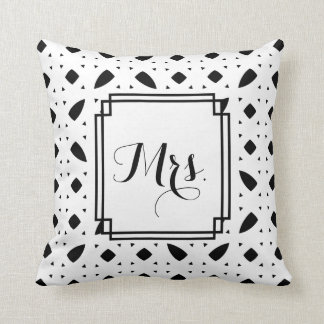B&W gemusterte "Frau" Hochzeitthrow-Kissen Kissen