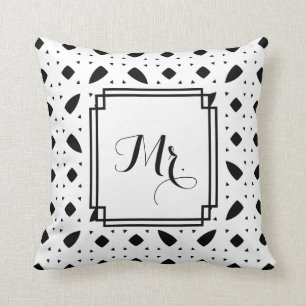 B&W gemusterter "Herr" Hochzeitthrow-Kissen Kissen