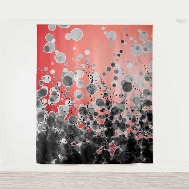 B&W Gepunktet2 Red - Tapestry Wandteppich (Vorderseite)