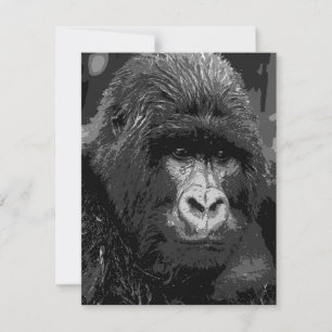 B&W Gorilla Face Invitations