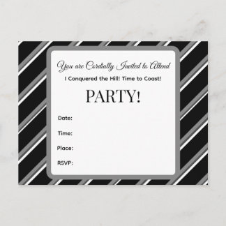 B&W I Conquered the Hill! DS Party Invitation Einladungspostkarte