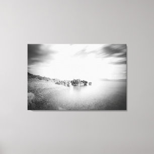 B&W lange Exposition eines Strandes in Rabac, Kroa Leinwanddruck