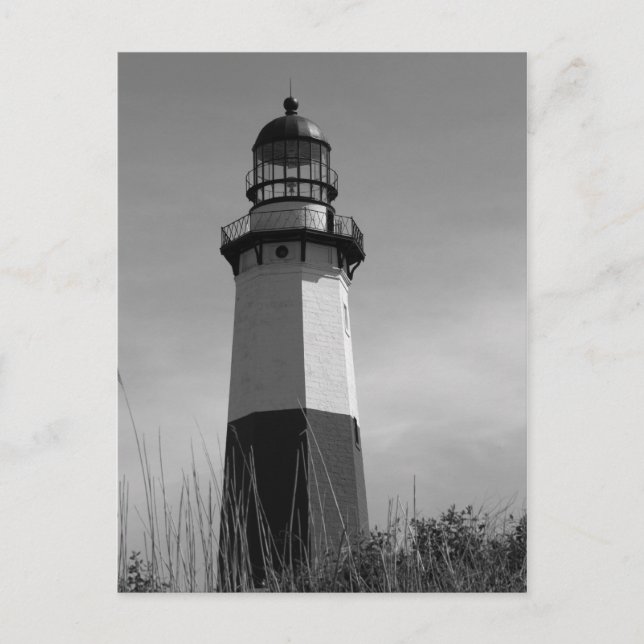 B&W - Leuchtturm von Montauk - Postkarte 2 (Vorderseite)