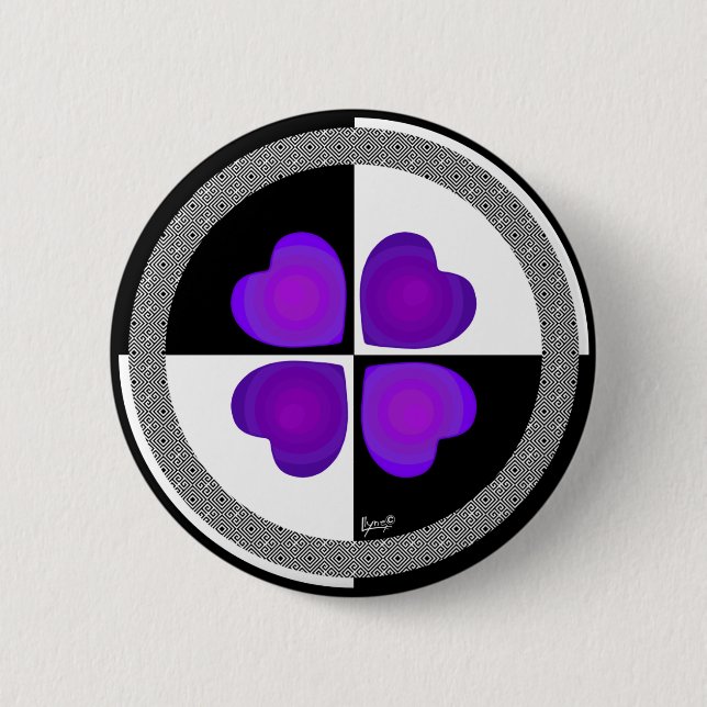 B&W Lila Hearbeating Button (Vorderseite)