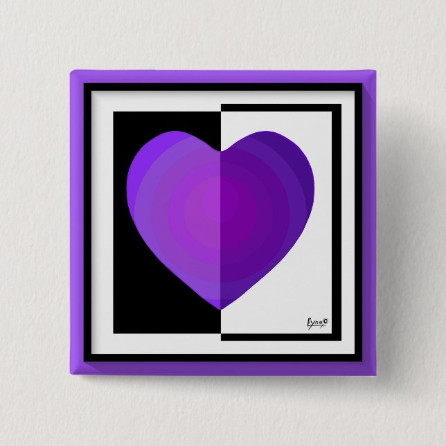 B&W Lila Hearbeating Button (Vorderseite)