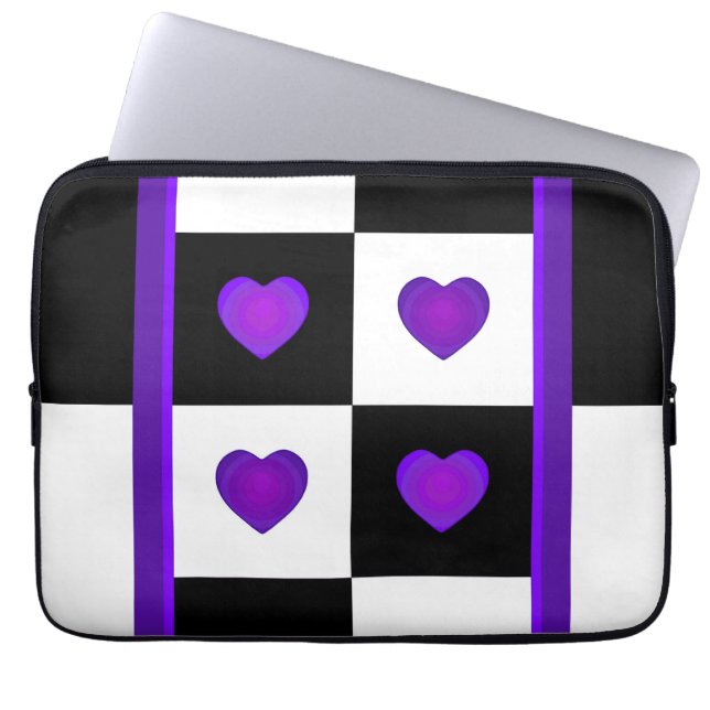 B&W Lila Hearbeating Laptopschutzhülle (Vorderseite)