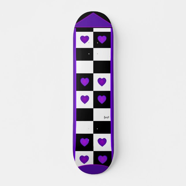 B&W Lila Hearbeating Skateboard (Vorne)