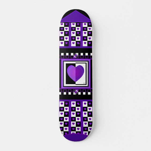 B&W Lila Hearbeating Skateboard (Vorne)