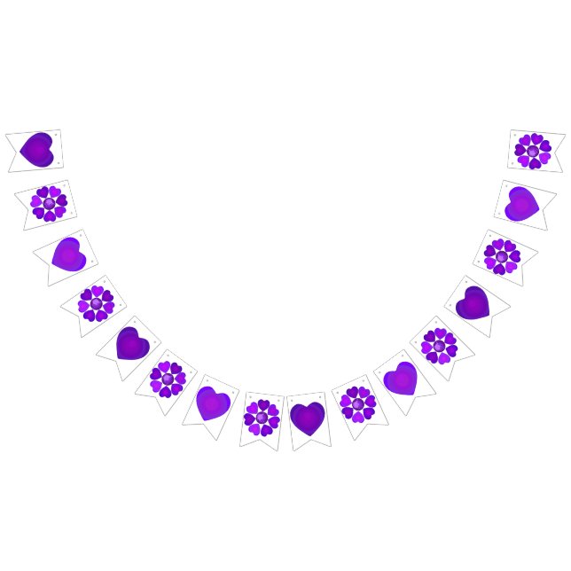 B&W Lila Hearbeating Wimpelkette (Alle)