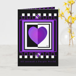 B&W Lila Hearts: Blankokarte Karte