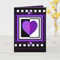 B&W Lila Hearts schlagen Geburtstagskarte