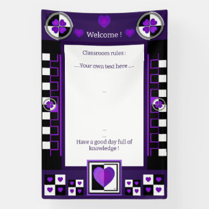 B&W lila Herzen schlagend Banner