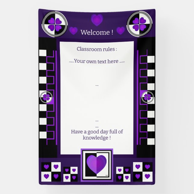 B&W lila Herzen schlagend Banner (Vertikal)
