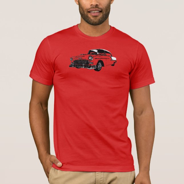 B&W Linie T - Shirt der Kunst '55 Chevy (Vorderseite)