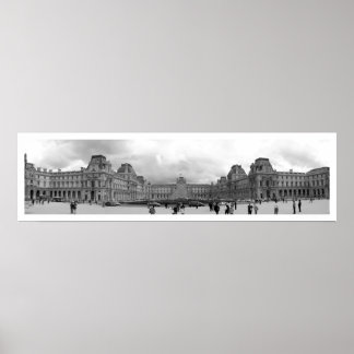 B&W Louvre Panoramic Poster