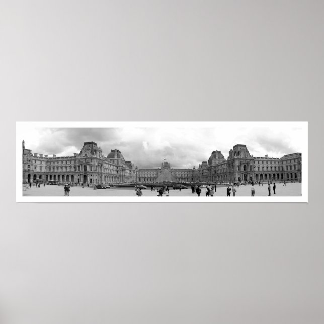 B&W Louvre Panoramic Poster (Vorne)