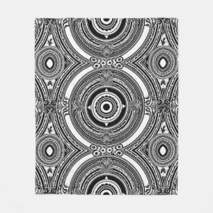 B&W-Medaillon-Motiv Fleecedecke