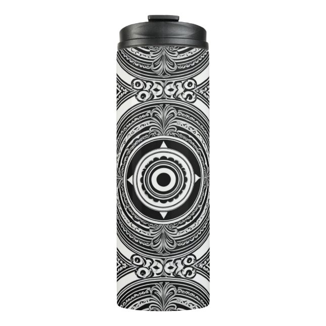 B&W Medallion Motif Thermosbecher (Vorderseite)