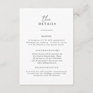 B&W-Merkkarte für Hochzeiten Begleitkarte