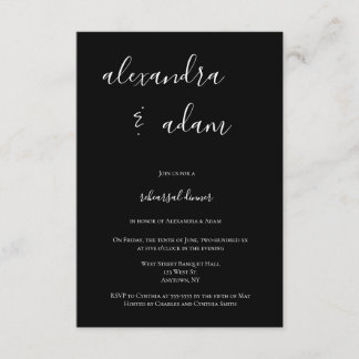 B&W moderne elegante Proben-Abendesseneinladungen Einladung