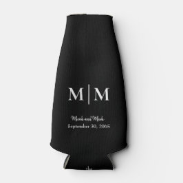 B/W Monogram & Names Wedding Tall kann kälter werd Flaschenkühler