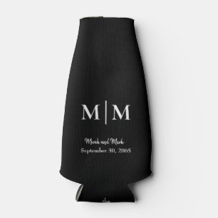 B/W Monogram & Names Wedding Tall kann kälter werd Flaschenkühler