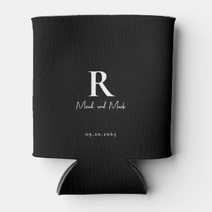 B/W Monogramm und Paarbezeichnungen Hochzeit kann Dosenkühler
