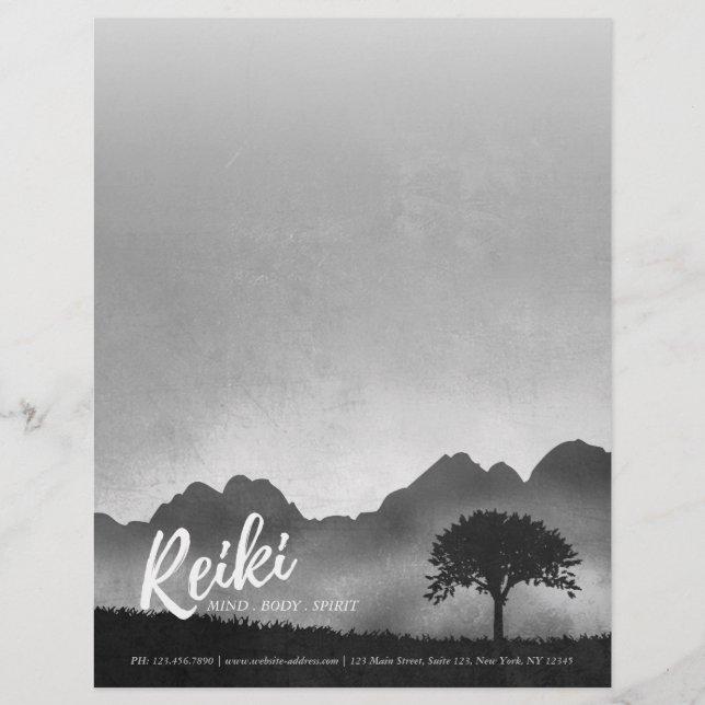 B&W Natural Reiki Master Yoga Mediation Lehrer Briefbogen (Vorderseite)