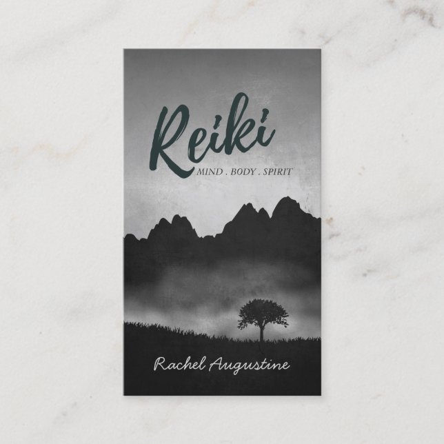 B&W Natural Reiki Master Yoga Mediation Lehrer Visitenkarte (Vorderseite)