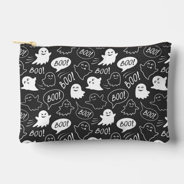 B&W Niedlich Doodle Halloween-Muster Zubehörtasche (Vorderseite)