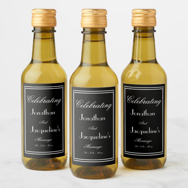 B & W Personalisierte Wedding Mini Weinflaschen Et Weinetikett (Flaschen)