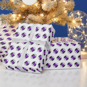 B&W Purple Hearts Schlagen Geschenkpapier