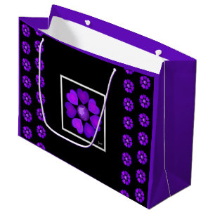 B&W Purple Hearts Schlagen Große Geschenktüte