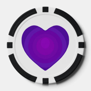 B&W Purple Hearts Schlagen Pokerchips