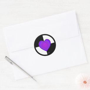 B&W Purple Hearts Schlagen Runder Aufkleber