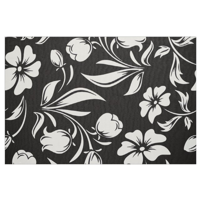 B&W Retro-Blumenmuster Stoff (Fat Quarter (45,7 x 55,9 cm))
