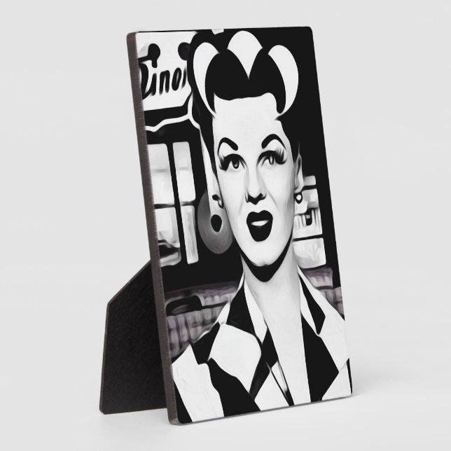 B&W Retro Diner Kellnerin Fotoplatte (Seite)