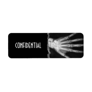 B&W Röntgen Skeleton Hand CONFIDENTIAL Labels