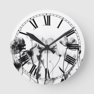 B&W Röntgenblumen Runde Wanduhr
