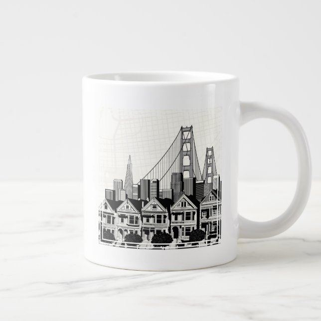 B&W San Francisco Kalifornien Jumbo-Tasse (Rechts)