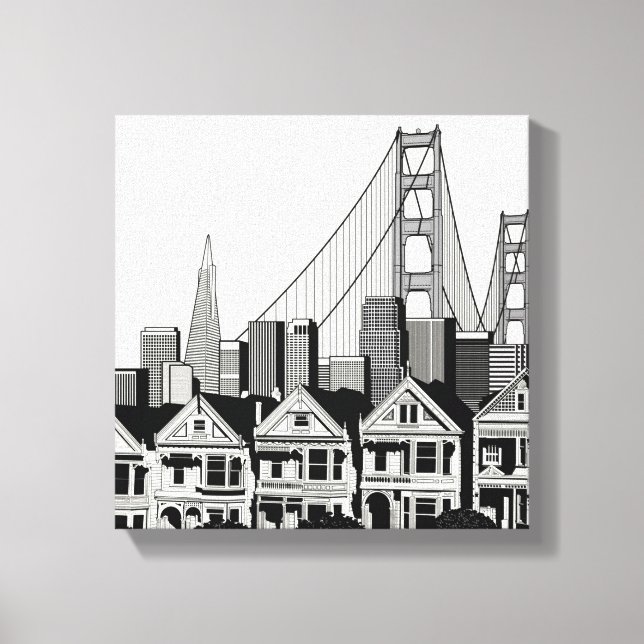 B&W San Francisco Kalifornien Leinwanddruck (Vorderseite)