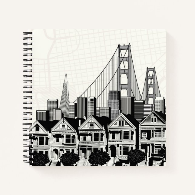 B&W San Francisco Kalifornien Notizbuch (Vorderseite)