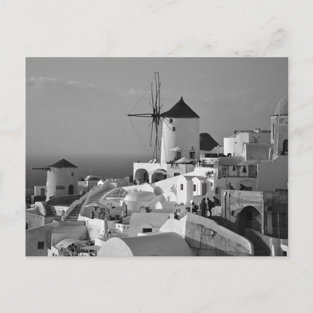 B&W Santorini 3 Postkarte (Vorderseite)