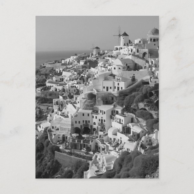 B&W Santorini 5 Postkarte (Vorderseite)