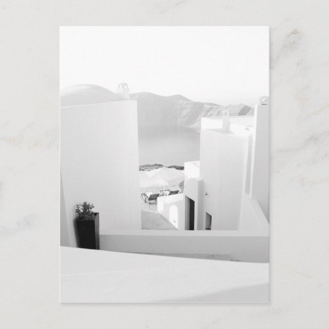 B&W Santorini 7 Postkarte (Vorderseite)