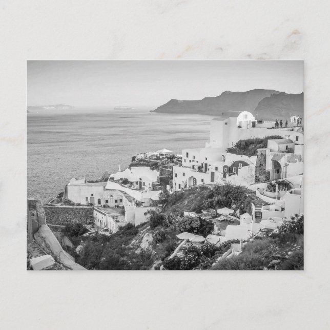 B&W Santorini 8 Postkarte (Vorderseite)